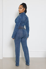 Versatile Denim Pants Set