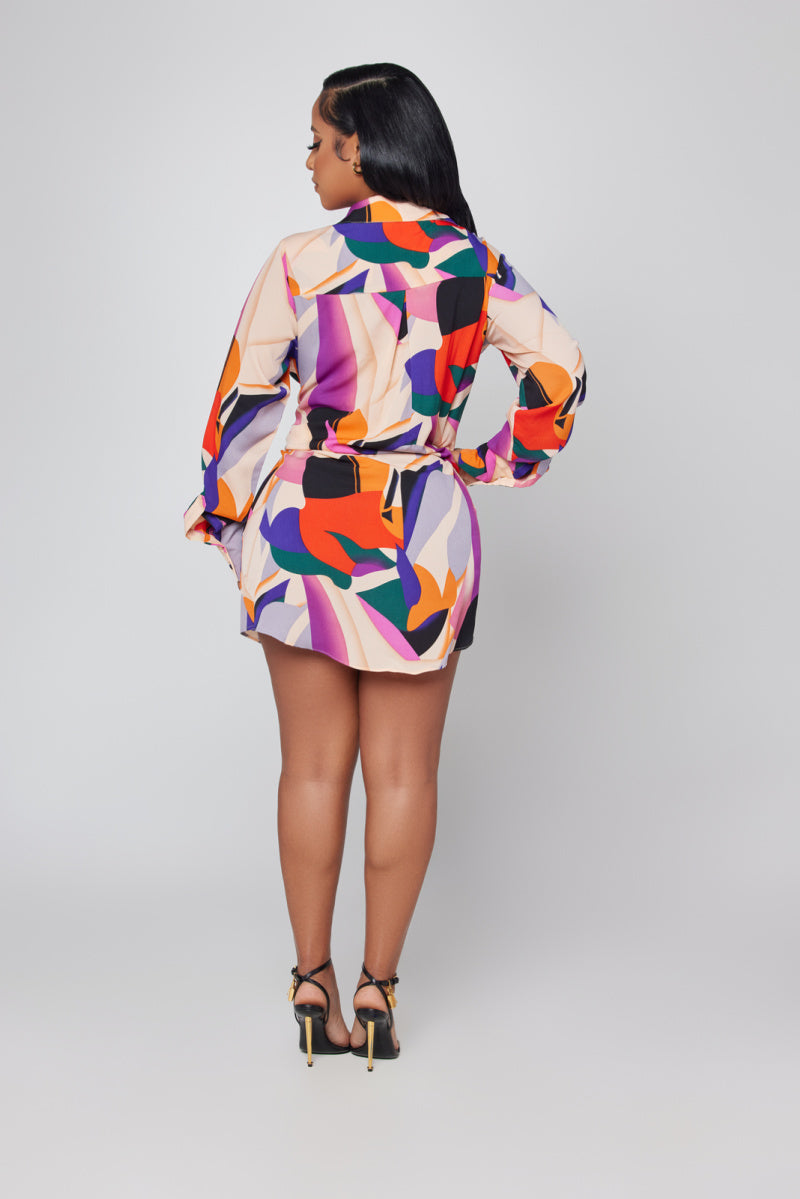 ABSTRACT MINI SHIRT DRESS