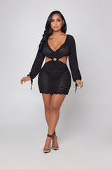 NAOMI CROCHET DRESS - BLACK