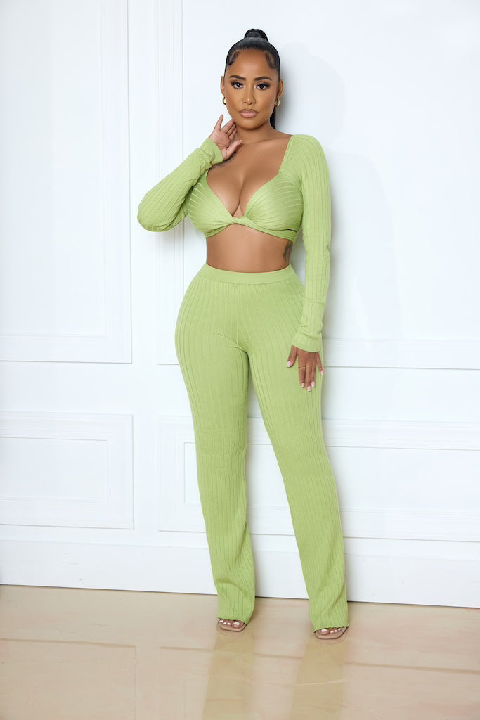 Textured Knit Pant Set